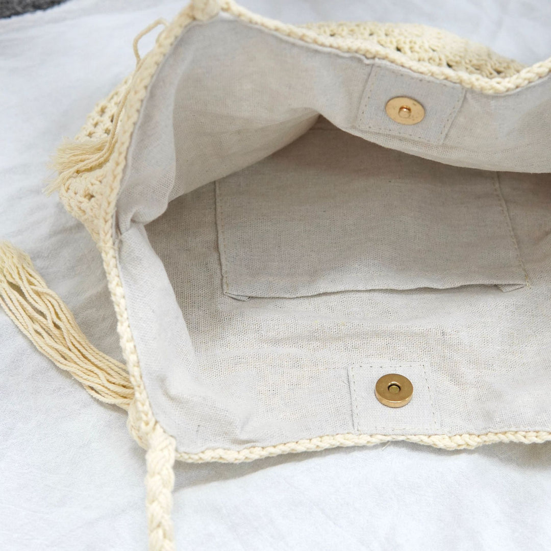 Macrame Beach Bag with Fringe Details Stornfield