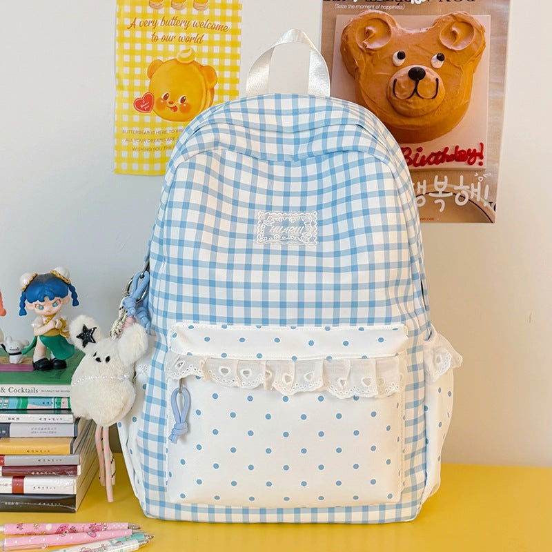 Stylish Gingham Print Casual Backpack Stornfield