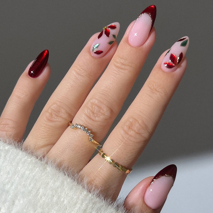 Artificial nail set with elegant flower and color gradient Stornfield