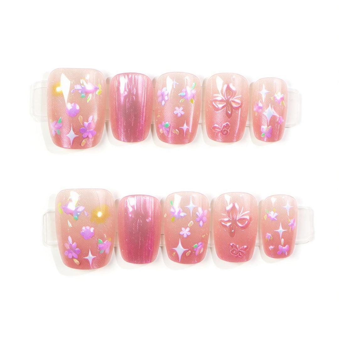 Artistic Floral-Embellished Press-On Nail Set Stornfield