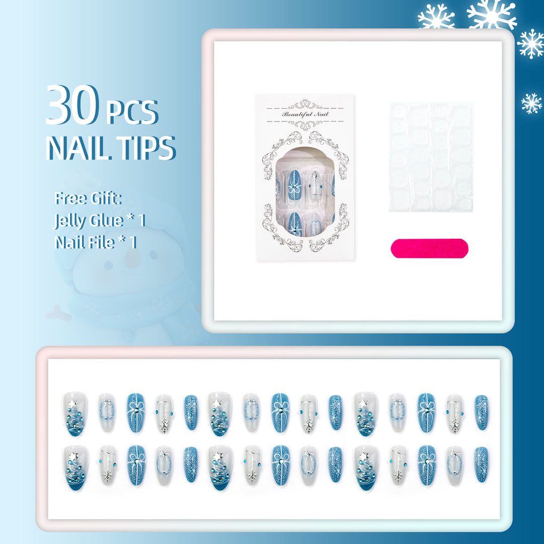 Festive Winter-Themed Press-On Nail Art Set