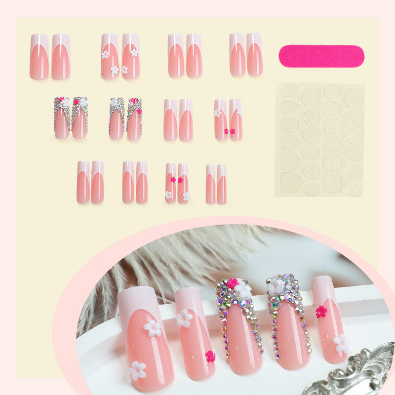 Decorative Press-On Nail Art Set with Floral and Gem Accents Stornfield 1788496044