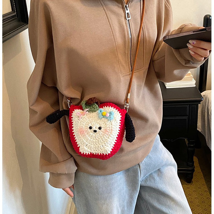 Cute Apple-Shaped Crochet Crossbody Bag