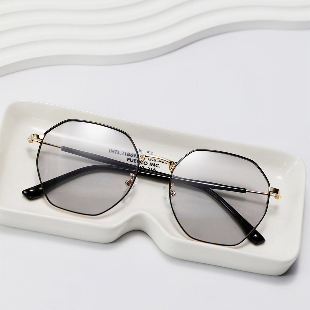 Women fashionable octagonal sunglasses with trendy metal frame Stornfield
