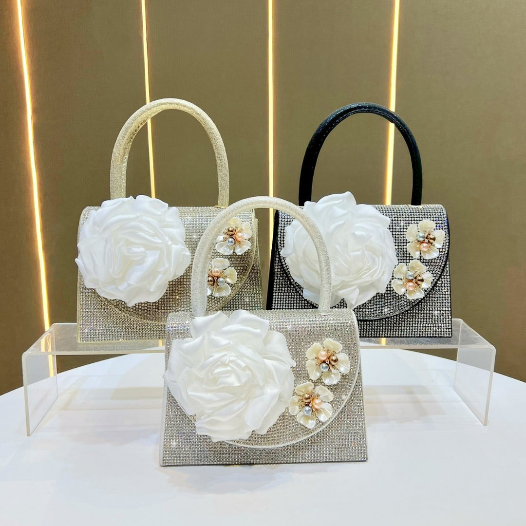 Floral Embellished Handheld Evening Bag