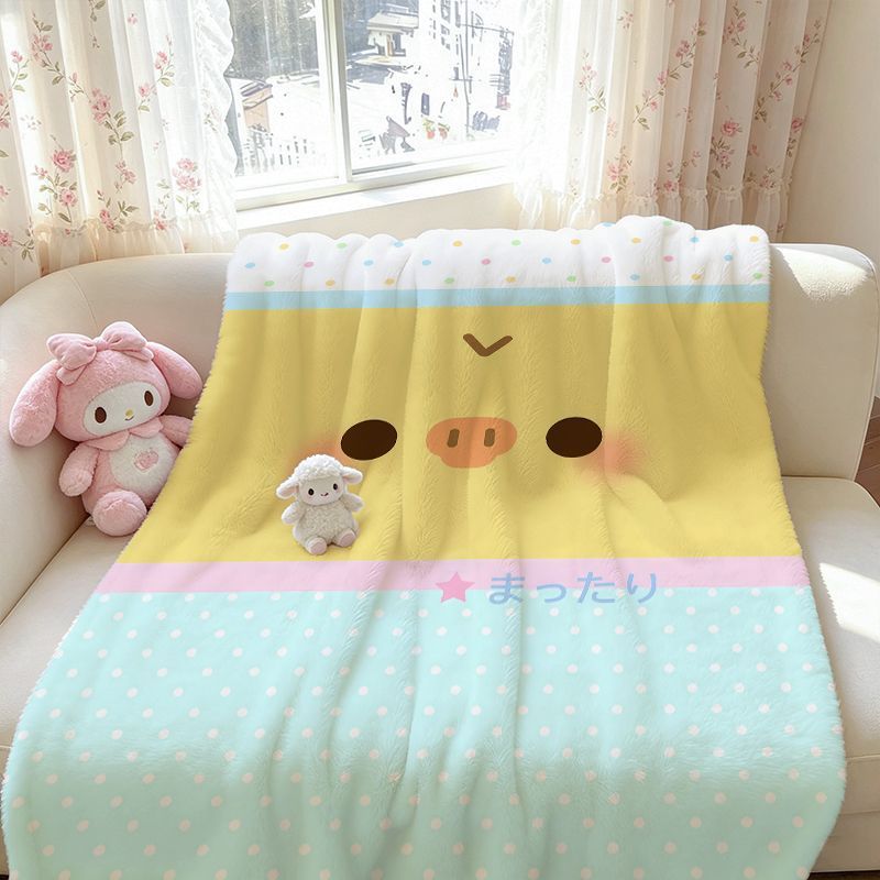 Adorable Cartoon-Themed Fleece Throw Blanket