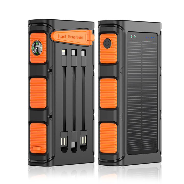 Portable Solar Power Bank With Qi Charging Function And Integrated Flashlight Stornfield
