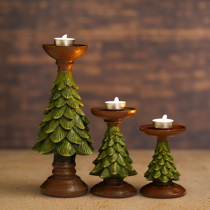 Decorative candle holder with Christmas tree design Stornfield