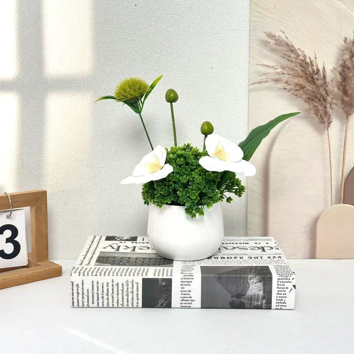 Elegant Faux Orchid Floral Arrangement for Home Decor