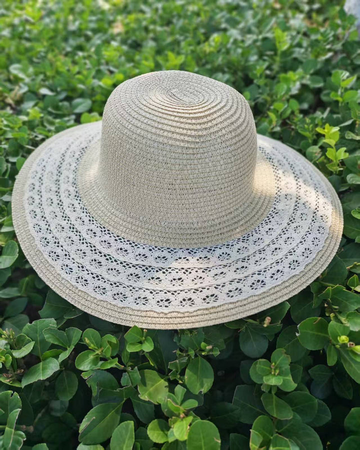 Sun hat with elegant crochet trim Stornfield