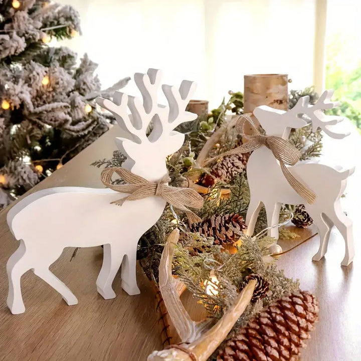 Decorative Wooden Reindeer Figurines