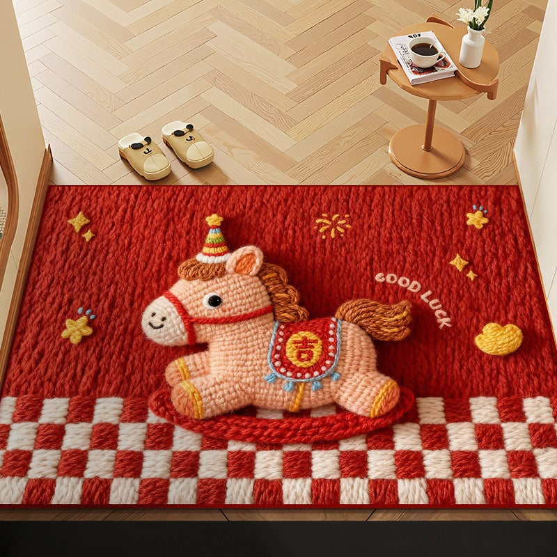 Festive Cartoon-Themed Plush Area Mat for Home