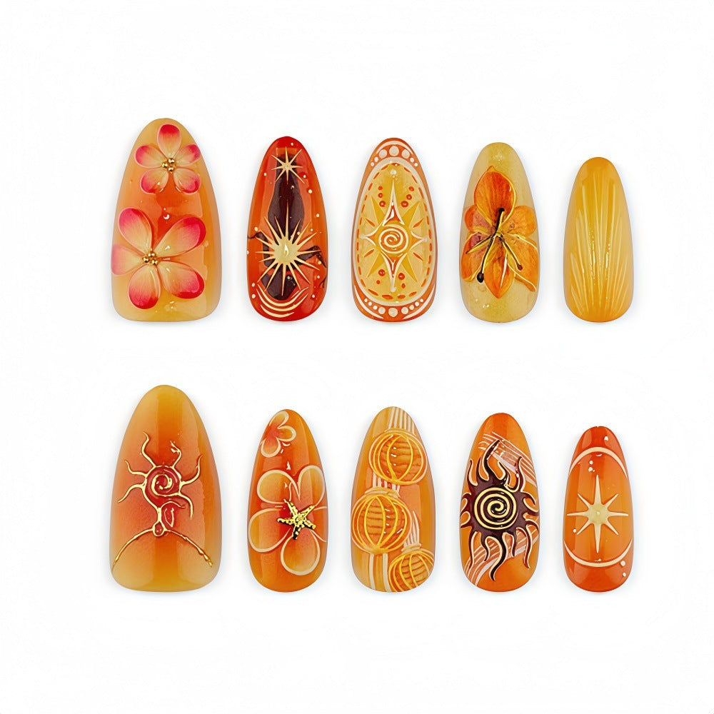 Artificial Nails in Exquisite Floral and Geometric Design Stornfield