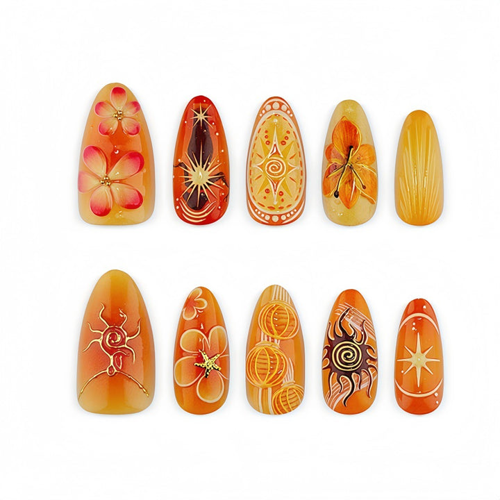 Artificial Nails in Exquisite Floral and Geometric Design Stornfield