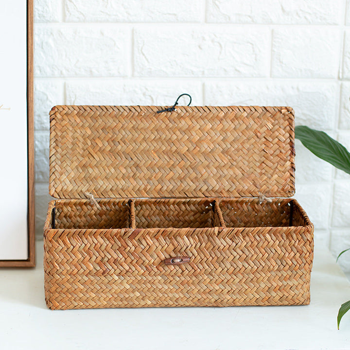 Handcrafted Rectangular Woven Storage Box with Dividers Stornfield