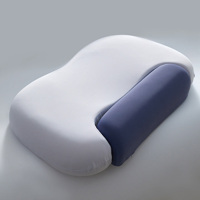 Ergonomic neck support pillow with memory foam and removable support roll