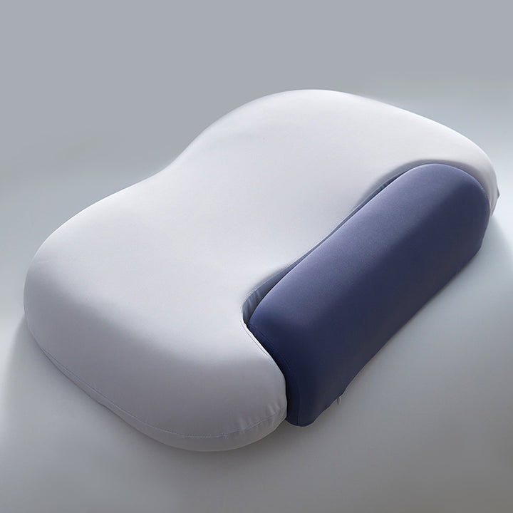 Ergonomic neck support pillow with memory foam and removable support roll