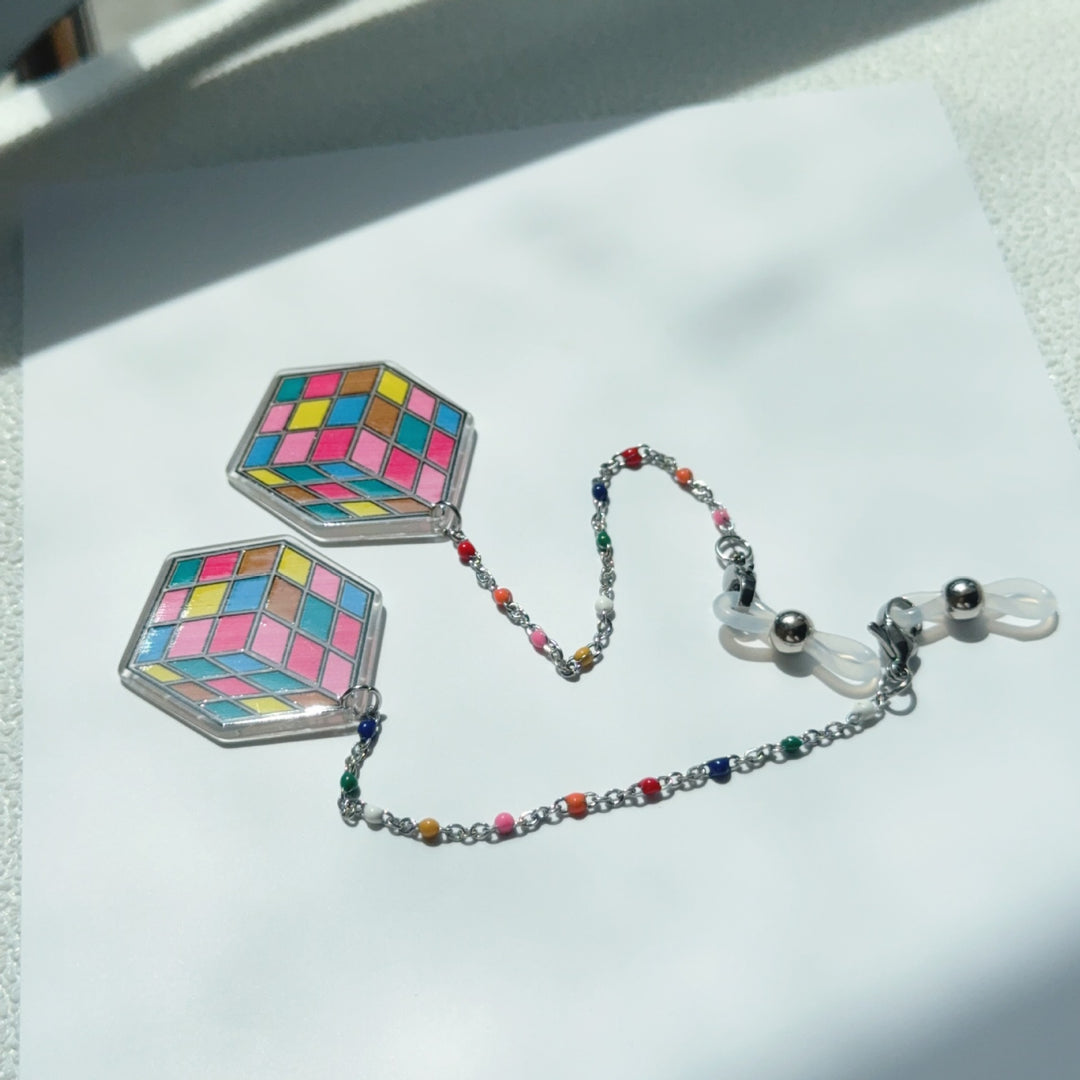 Colorful Rubik's Cube Dangle Earrings Stornfield