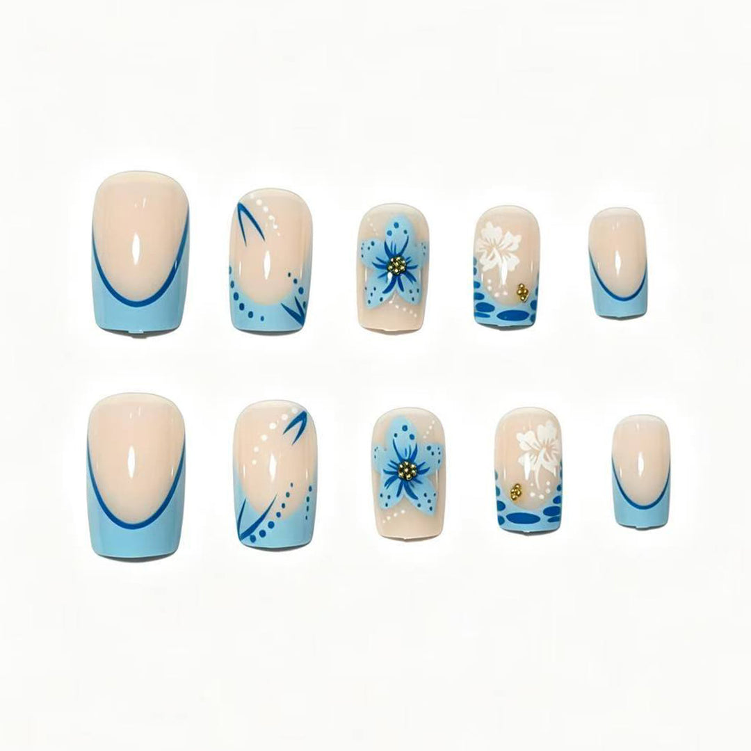Artisan Floral Acrylic Press-On Nail Set Stornfield