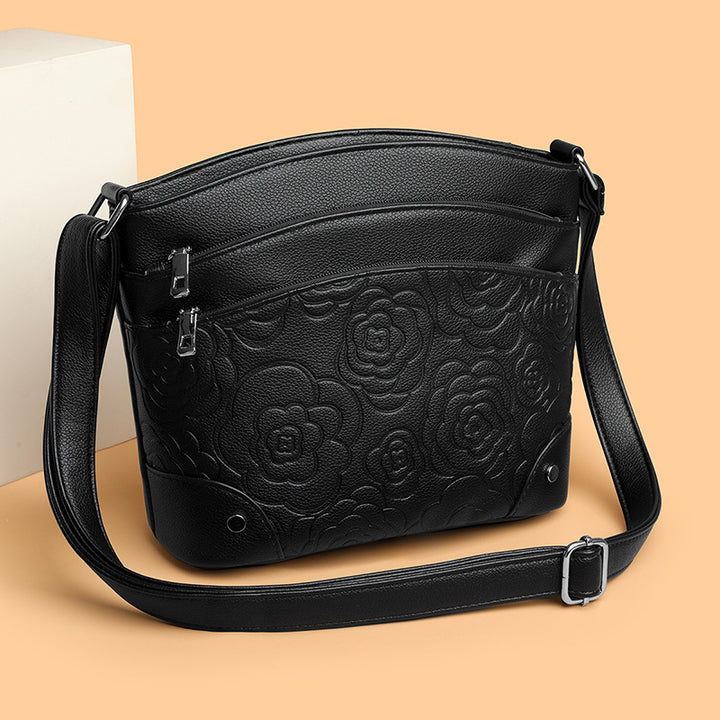 Embossed Floral Crossbody Handbag