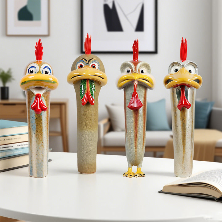 Playful Chicken-Themed Decorative Figurine
