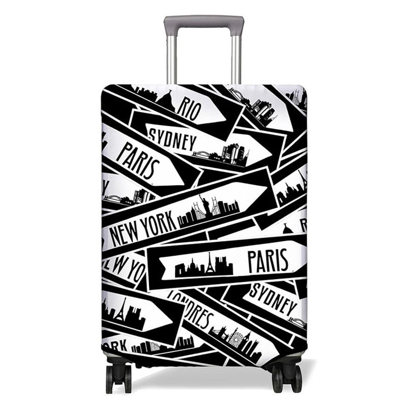 Unisex nan elastic Suitcase Cover with urban Doodle pattern, zipper and all-round protection for 4-wheel trolleys Stornfield