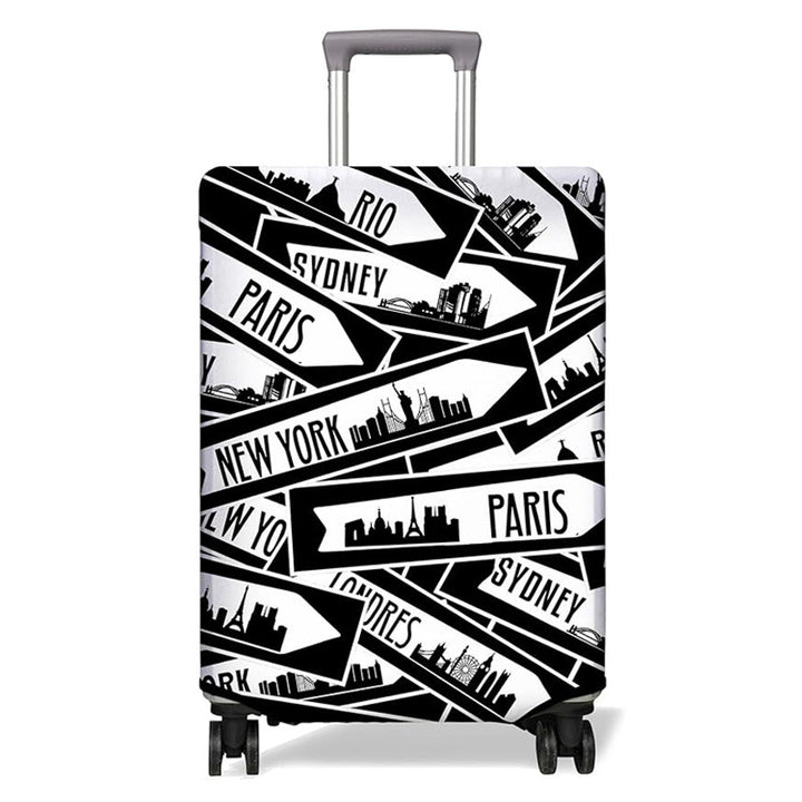 Unisex nan elastic Suitcase Cover with urban Doodle pattern, zipper and all-round protection for 4-wheel trolleys Stornfield