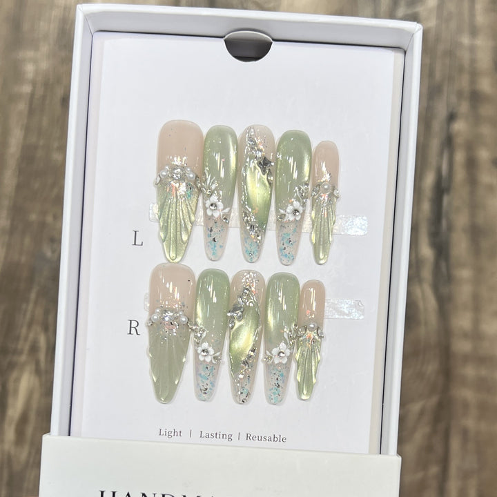 Floral Accented Stiletto Press-On Nails Stornfield