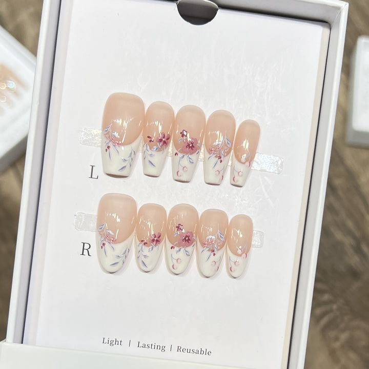 Floral Design Stiletto Press-On Nails Stornfield