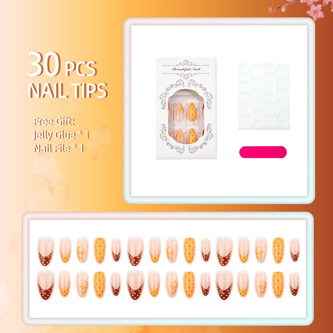 Artistic Autumn-Themed Press-On Nails