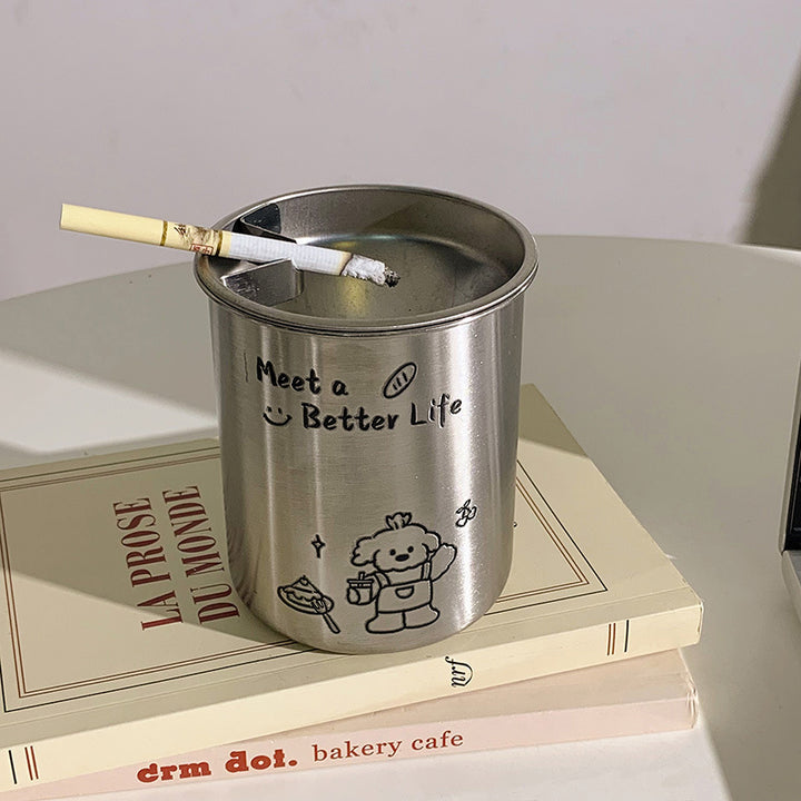 Stainless Steel Ashtray with Cute Animal Motif Stornfield
