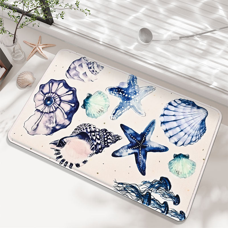 Coastal Marine-Themed Bathroom Mat