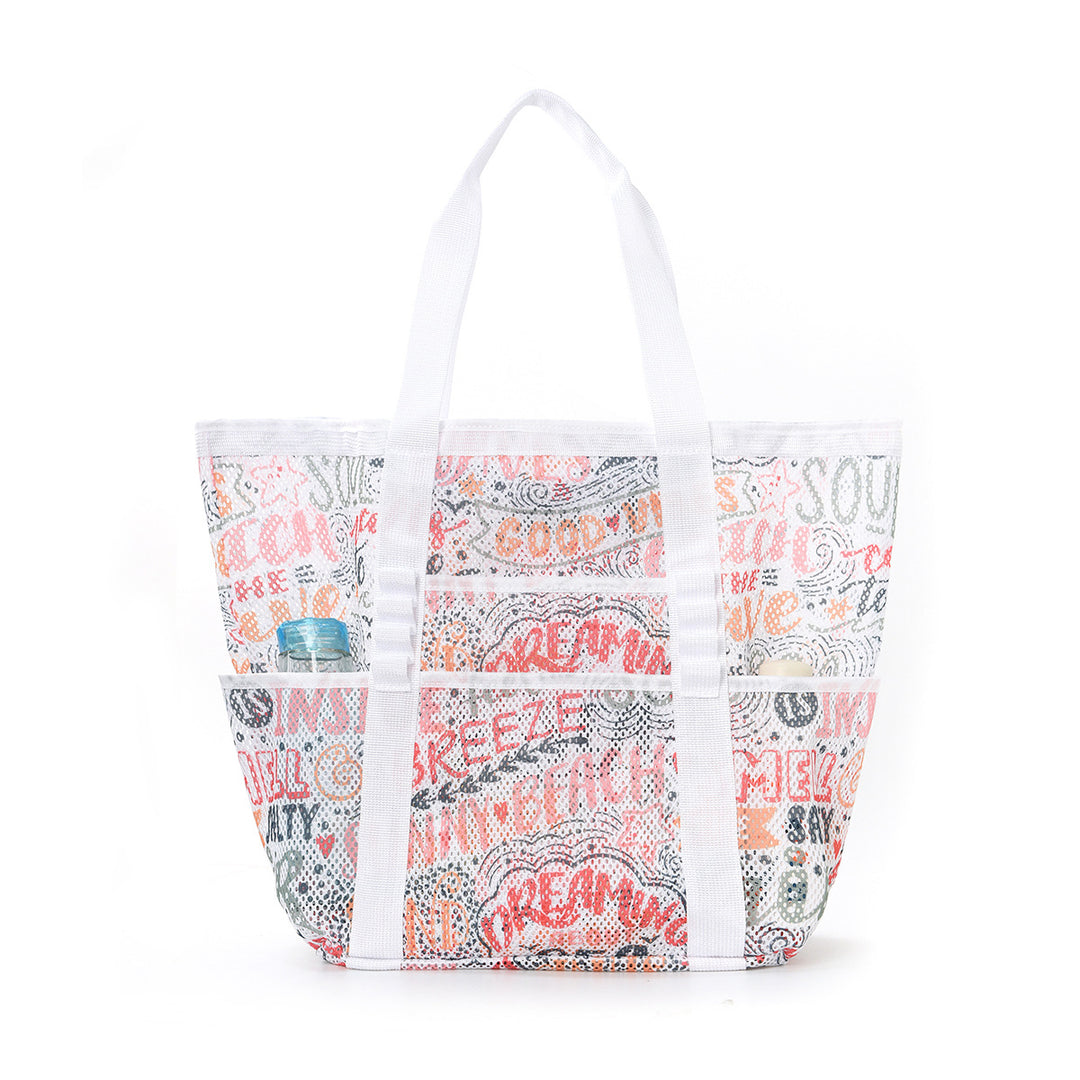 Mesh Beach Bag with Colorful Design Stornfield