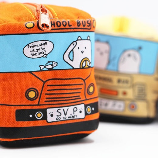 Fun Cartoon School Bus Zippered Pencil Case Stornfield