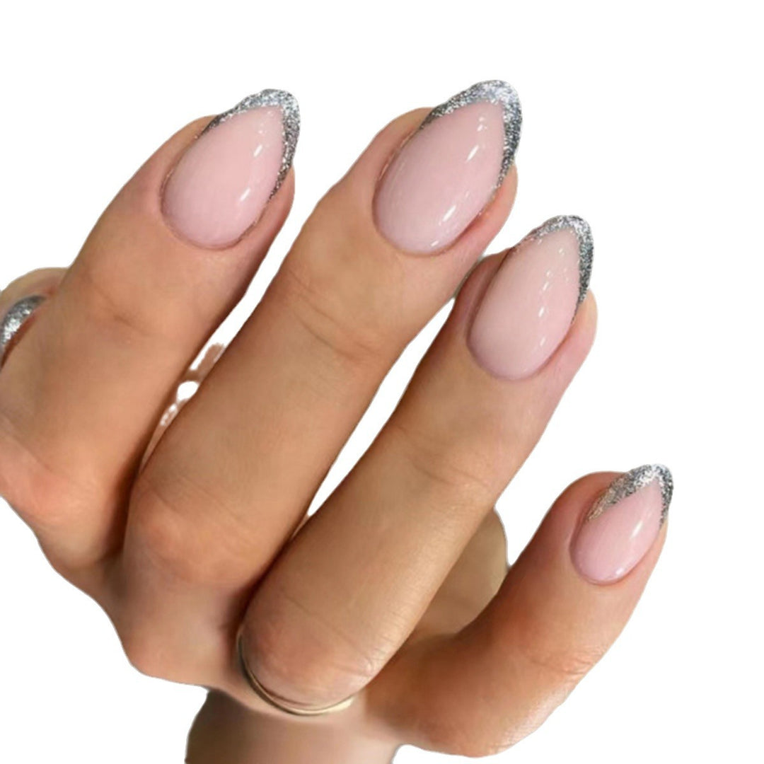 Elegant French Tip Glitter Nail Extensions Stornfield