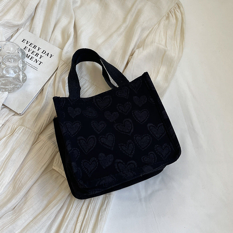 Heart-Embroidered Utility Tote