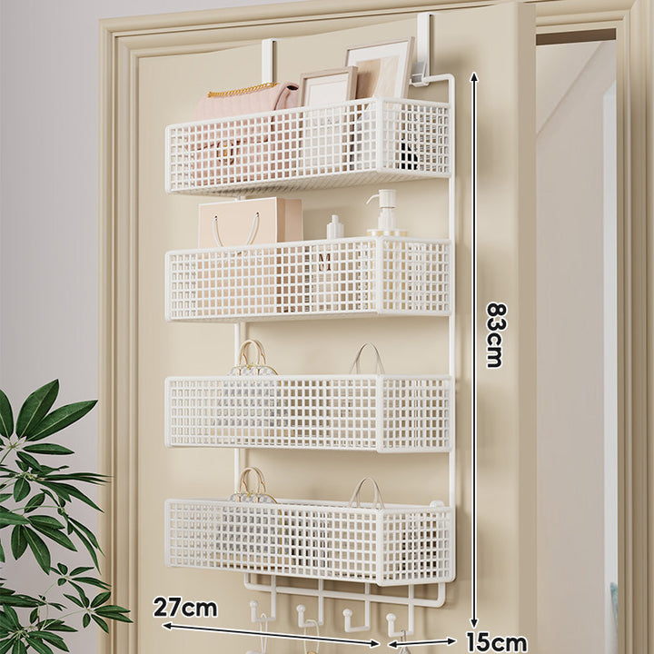 Over-Door Double-Tier Grid Hanging Storage Basket