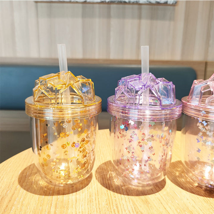 Women's Glittering Drinking Cups with Straw Stornfield