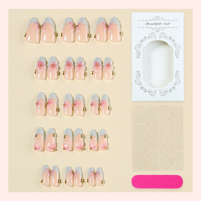 Acrylic nail set with exclusive flower and glitter accents Stornfield
