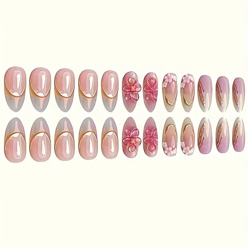Floral Embellished Press-On Nail Art Set Stornfield