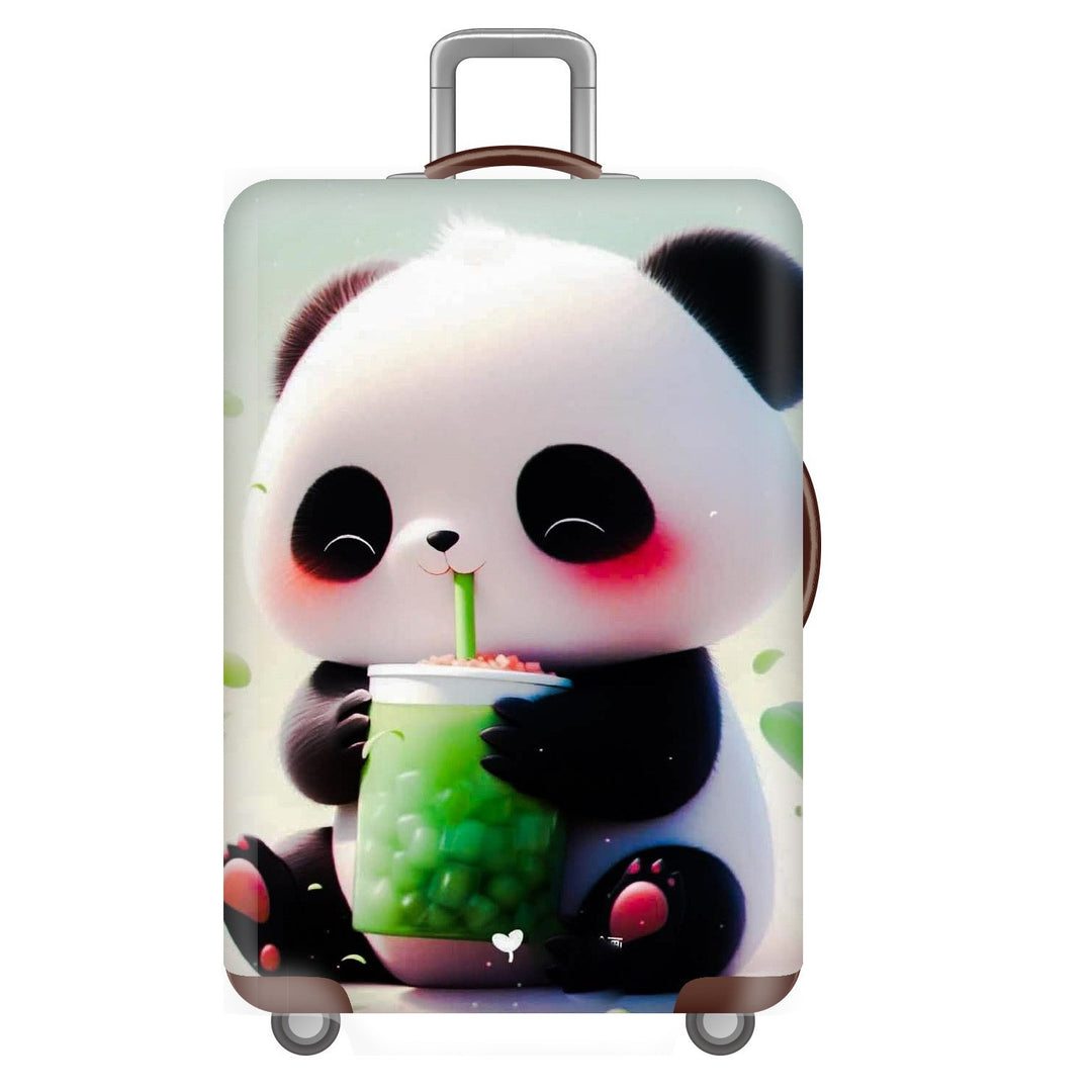 Unisex non-elastic suitcase cover for hard shell trolley with cute panda design, stretch protective cover with handle and wheel openings Stornfield