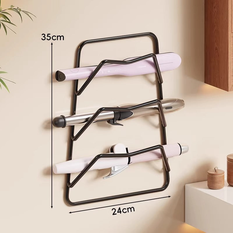 Wall-Mounted Heat-Resistant Two-Tier Hair Styling Tool Holder Rack