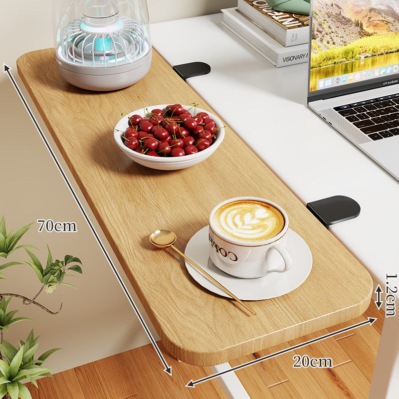 Clamp-On Expandable Desk Side Table Shelf with Wide Smooth Surface and Slim Adjustable Clamp
