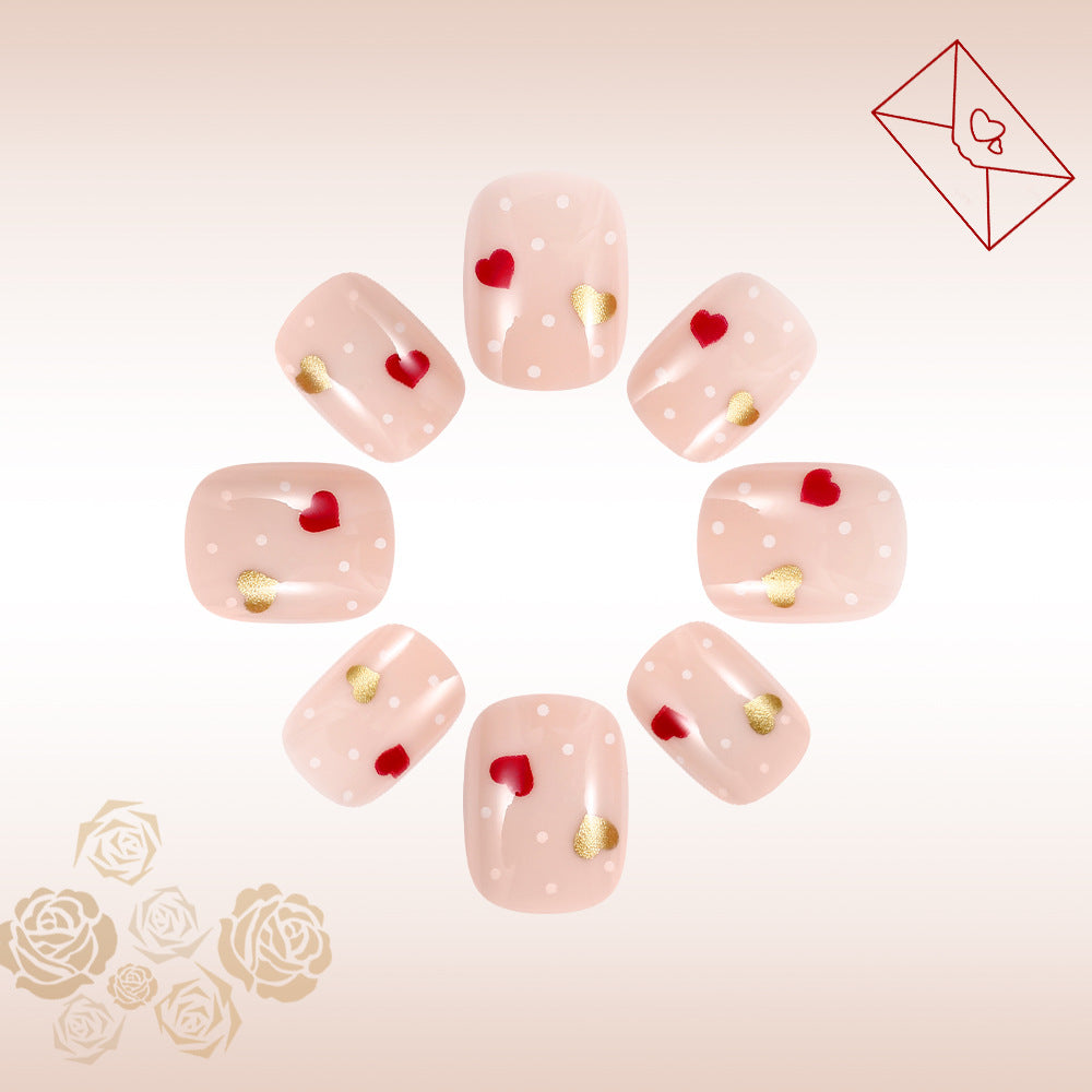 Romantic Heart-Embellished Press-On Nails Stornfield