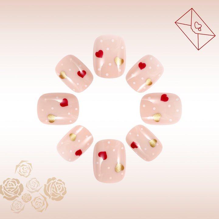 Romantic Heart-Embellished Press-On Nails Stornfield
