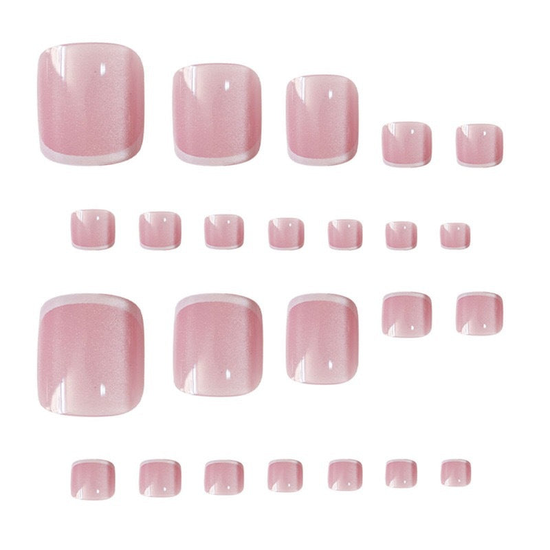 Glossy French Tip Gel Toe Nail Enhancements Stornfield