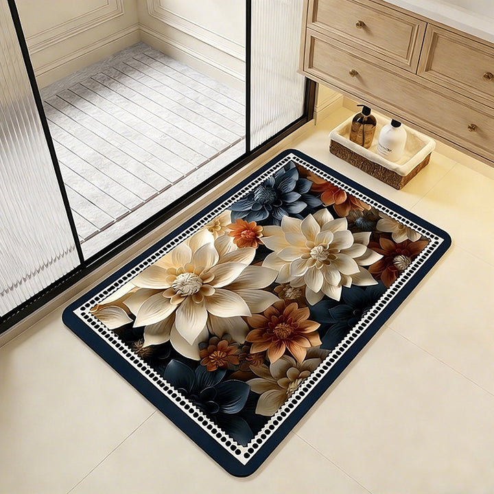 Floral Patterned Memory Foam Bath Mat Stornfield