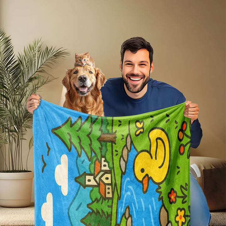 Plush Outdoor-Themed Throw Blanket