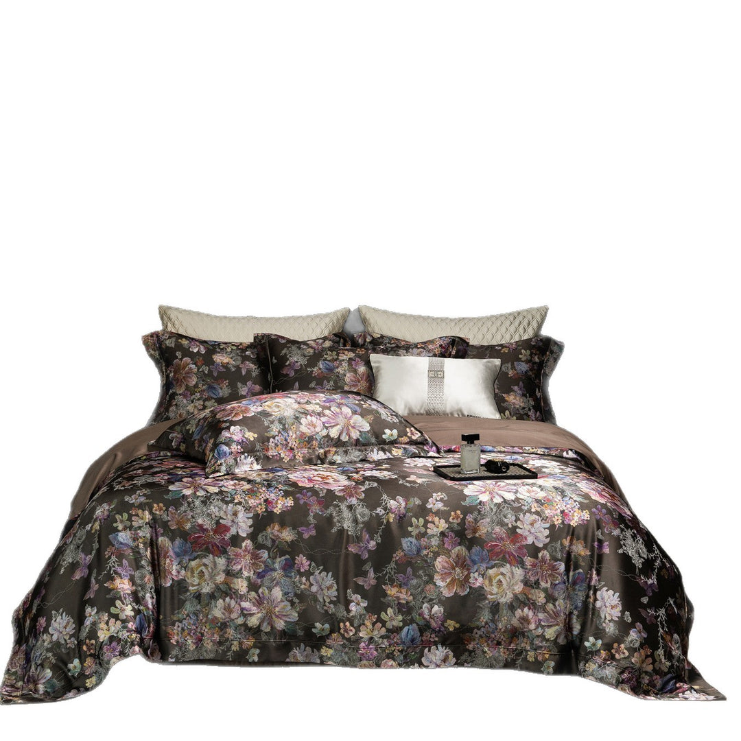 Premium Floral-Print Sateen Duvet Cover & Sham Set