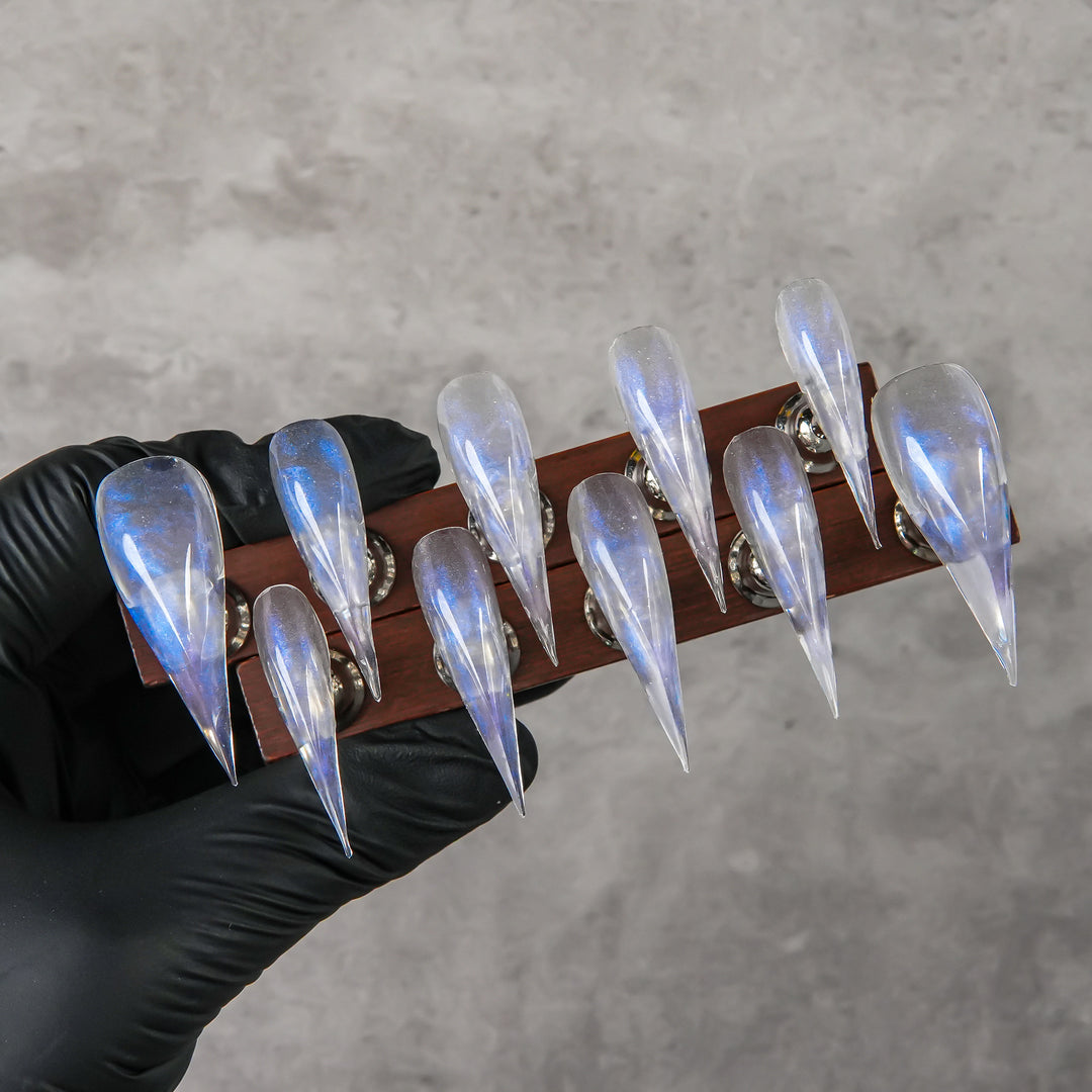 Artistic Stiletto Press-On Nail Set with Iridescent Finish